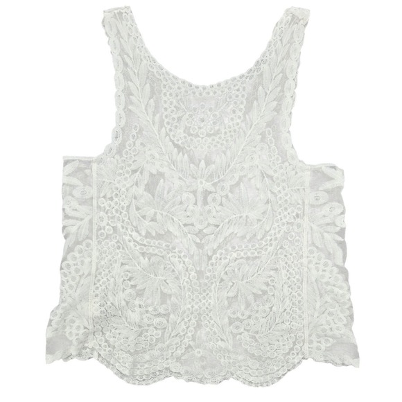 The Unbranded Brand Tops - Boho Cottagecore Lace Crop Top Floral Sheer Romantic Coquette Tank LARGE